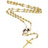 INBLUE Collana Rosario Personalizzata con Foto Incisa Testo Posteriore Collana Rosario Cattolico per Donne Acciaio Inossidabile Croce Y Collana Catena Rosario Preghiera Regali - Oro