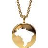 WORLD WIDE GEMS Ciondolo con mappa del Brasile in argento sterling placcato oro 14k, forma rotonda, 24 mm, spessore 1,5 mm, WWG | WWG_MAP_LB668