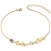 Lam Hub Fong Cavigliera Personalizzata Donna in Oro con 1-5 Nomi Pietre di nascita Regali per Donna Mamma Nonna Fidanzata Amica Figlia (2 Nome)