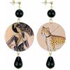 IN Lebole Collezione The Circle DOR119 Anni Venti Orecchini da Donna in Ottone Pietra Nera