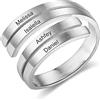 kaululu Anello Donna Personalizzato con Nome Incisione Anelli Croce in Acciaio inossidabile per Famiglia Bff Sorella Madre Personalizzabile Regalo Compleanno per Mamma (4 Names)