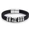 kaululu Bracciale in Pelle Personalizzato con Foto per Uomo Bracciale in Pelle Perline con Incisioni Nomi per Papà Marito Gioielli Personalizzati Argento Nero
