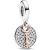 PANDORA Doppio pendente Moments a forma di chiave in argento Sterling e placcato in oro rosa 14k con zirconia cubica trasparente