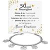 Bramart Bracciale Donna Idea Regalo Compleanno 50 anni Argento Acciaio Inox Lucidato portafortuna Regalo per lei Festa Evento speciale, Bracciali Compleanni Natale - Cofanetto con DEDICA incluso (50 Anni - 6)