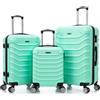 R.Leone Valigia da 1 Fino a Set 4 bagaglio EasyJet 45X36X20cm, media, grande e Beauty case Trolley Rigido 8 ruote max capienza in ABS 2026 (Verde Acqua, Set 3 XS M L)