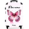 NoBoringSuitcases.com Valigia Bambini, Valigia Personalizzabile, Trolley Bambina, Valigia Per Bambini, Valigia Grande, Serratura TSA, Valigie, Valigia Grande 23 kg (67 cm - 72 L), (Farfalla - Rosa)