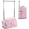 Bagasin Borsa da danza con supporto per abiti, 28 - borsone trolley per costumi da danza, borsa da viaggio con appendiabiti, borsa porta abiti per competizioni di danza (Rosa)