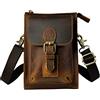Le'aokuu Uomini Vera Pelle Borsa a Tracolla Messenger Piccola Custodia per Telefono Marsupio Cintura 6402 (6402 Marrone scuro)