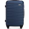WITTCHEN Valigia Media Trolley Valigia Rigida in ABS Valigia Bagaglio Valigie con 4 Ruote Serratura a combinazione Maniglia telescopica Groove Line blu navy Ryanair/ITA Airways/easyJet