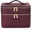 Starnearby Beauty Case a Doppio Strato in Pelle PU, Borsa Cosmetica da Viaggio, Trousse Trucchi Donna con Scomparti Rimovibili, Borsa da Toilette, Pochette Cosmetica da Viaggio (Bordeaux)