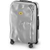 CRASH BAGGAGE Icon Medium | Trolley Rigido Valigia da Viaggio (68x45x26 cm) Design Italiano 65 L Capacità 4 ruote girevoli 100% in Policarbonato Chiusura a combinazione Silver (M)