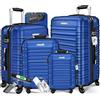 KESSER® Set di 4 valigie rigide, valigia da viaggio, set valigia trolley incl. bilancia per bagagli + etichetta per bagagli, serratura, 4 ruote ABS guscio duro manico telescopico S-M-L-XL