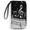 JiuPopular Portafoglio in pelle, note chiave pianoforte, con corda, piccole dimensioni e grande capacità, facile da trasportare