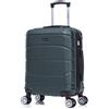 R.Leone Valigia da 1 Fino a Set 4 Trolley Rigido grande, medio, bagaglio a mano 55x40x23 cm Wizz, ITA Airways e bagaglio 45x36x20 cm EasyJet in ABS 8001 (Verde Scuro, S Bagaglio 55x40x23cm)