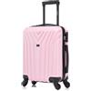 R.Leone Valigia da 1 Fino a Set 4 Trolley Rigido grande, medio, bagaglio a mano 55x40x23 cm Wizz, ITA Airways e bagaglio 45x36x20 cm EasyJet in ABS 9001 (Rosa Pastello, XS Bagaglio Low cost)