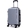 R.Leone Valigia da 1 Fino a Set 4 Trolley Rigido grande, medio, bagaglio a mano e beauty case 4 ruote in ABS 2037 (Argento, S Bagaglio a mano)