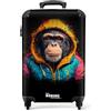 NoBoringSuitcases.com Valigia Bagaglio a Mano, Trolley 55x40x20 cm, 10 kg (Scimmia - Giallo)