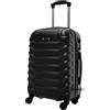 R.Leone Valigia Trolley Bagaglio a mano Rigido Ultraleggero in ABS 4 Ruote Autonome (Nero, 20267 Valigia 55x38x23cm)
