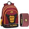 AS Roma Schoolpack Zaino Organizzato A.S. ROMA + Astuccio 3 zip completo di cancelleria - scuola 2019-20