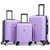 R.Leone Valigia da 1 Fino a Set 4 Trolley Rigido grande, medio, bagaglio a mano 55x40x23 cm Wizz, ITA Airways e bagaglio 45x36x20 cm EasyJet in ABS 9001 (Lilla, Set 3 Pezzi XS M L)