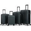 R.Leone Valigia da 1 Fino a Set 4 Trolley Rigido grande, medio, bagaglio a mano 55x40x23 cm Wizz, ITA Airways e bagaglio 45x36x20 cm EasyJet in ABS 9001 (Verde Scuro, Set 4 Pezzi XS S M L)