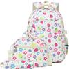 Hixingo 3 Pezzi Zaino da Scuola Media Elementare, Zaino da Scuola Leggero Grande Capacità con Borsa Termica e Astuccio Zainetto per Bambini Bambina (18L,Beige)