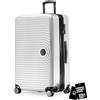 Hauptstadtkoffer Mitte - Valigia grande rigida 77 cm estensibile, valigia da stiva, serratura TSA, 4 ruote doppie, trolley da viaggio, 130 L + Etichetta bagaglio digitale, Bianco opaco