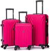 R.Leone Valigia da 1 Fino a Set 4 Trolley Rigido grande, medio, bagaglio a mano e bagaglio EasyJet 45X36X20cm 4 ruote in ABS 9002 (Fucsia, Set 3 Pezzi S M L)