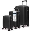 4FLY Set Trolley Da Viaggio Rigidi Leggeri 3 Pezzi (M/L/XL) - Set Valigie Con Serratura TSA, 4 Ruote Doppie Spinner E Manico Telescopico In Alluminio, Set Bagagli Con Cabina E Stiva
