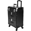 Treeisland Valigetta cosmetica trolley con cassetto, per trucchi e parrucchieri con ruote, per truccatori, parrucchieri, Nero , Moda