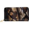 SMAZDFXX Portafoglio in pelle stampata con effetto pelle di serpente con 12 porta carte di credito e 3 fermasoldi - Borsa a mano lunga per carte di credito con libretto degli assegni, VF7GNJE2C371