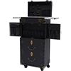 soudesileim Valigetta per cosmetici trolley, grande con blocco password, 39 x 26 x 82 cm, professionale da parrucchiere, valigetta con ruote, girevole a 360°, vintage, Nero , 39*26*82cm, Vintage