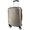 R.Leone Valigia da 1 Fino a Set 4 Trolley Rigido grande, medio, bagaglio a mano e beauty case 8 ruote in ABS 950 (M Medio, Oro)