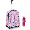 Invicta Trolley Scuola Benin Fantasy, Rosa e Viola, 2 in 1, Con Spallacci Uso Zaino, Tasca porta Borraccia e Porta Laptop, Scuola & Viaggio, Ragazzi Borraccia, Rosa, Borr