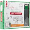 Frech Die Kunst des Zeichnens für Kinder Zeichenset: Kinder-Zeichenschule mit Skizzenseiten und cooler Stiftetasche mit 3 Bleistiften. Mit praktischem Gummiband