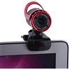 Archuu Webcam per PC, 0.3MP 30 fps Videocamera HD con clip mini webcam rotante a 360 ° con microfono incorporato per computer, PC, desktop, laptop, plug and play(Rosso)
