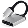 Satechi Adattatore Dual HDMI Tipo-C in Alluminio 4K 60Hz con Ricarica USB-C PD - Compatibile con MacBook Pro/Air M2 2022, MacBook Pro M1 Pro e Max 2021 (Argento)