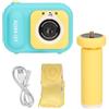 GLOGLOW Fotocamera per bambini blu da 48 MP, doppia lente da 2,4 pollici, schermo IPS da 600 mAh, batteria ricaricabile con treppiede, multifunzione, custodia per cartoni animati, opzione per 3