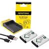 pabuTEL-Bundle Caricatore Slim + 2 batterie per Sony DSC-WX350 | Batteria per Sony NP BX1 | Facile da usare con qualsiasi cavo micro USB (ad esempio smartphone)