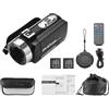 Acouto Videocamera Digitale 1080P, Schermo IPS da 3,0 Pollici Zoom Digitale 18X Videocamera da 30 MP con Obiettivo Grandangolare 0,45X Rilevamento (senza microfono esterno e supporto per fotocamera)