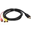 fxwtich Cavo connettore convertitore HDMI compatibile a 3 RCA Plug Play compatibile con TV nero