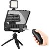 Andoer Teleprompter, Teleprompter Tablet Phone Camera DSLR con supporto per telefono, luce di riempimento a LED, supporto per desktop, telecomando per registrazione video vlog, streaming live