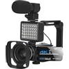 DMETE Fotocamere digitali da 56 MP for la fotografia Videocamera 4K Webcam Vlog Set Zoom digitale 18X Videoregistratore for visione notturna Regalo per principianti(No SD Card)
