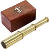 Mythrojan Cannocchiale Pirata 9 in Ottone con Scatola in Legno | Telescopio Nautico Decorativo Monoculare Vintage con Ottica in Vetro | Regalo Perfetto per Viaggiatori e Avventurieri