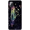MUTOUREN Cover per Samsung Galaxy A71 4G Custodia in Silicone TPU Trasparenti Ultra Sottile Antigraffio Antiurto Protettivo Case con Pellicola Proteggi Schermo, Cielo Stellato e Piuma