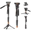 COMAN Monopiede con piedi, treppiede monopiede professionale per fotocamera da 185,9 cm, con nuova testa fluida Q6 per DJI RS4 Manfrotto, monopiede portatile in alluminio da viaggio con base treppiede