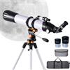 Generisch Telescopio per adulti, potente telescopio professionale, apertura intelligente 90 mm, lunghezza focale 800 mm per principianti astronomia con treppiede in acciaio inox, adattatore per telefono e borsa