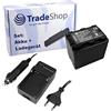 Trade-Shop OFFERTA im Set: fotocamera ad alte prestazioni LiIon batteria + Batteria Caricabatteria da auto con adattatore per auto per Panasonic HDC TM80 SDR H85 H100 T50 T70 S50 S70 HDC SD 40 schede SD 66 SD