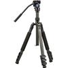 SIRUI ET-2204 Treppiede professionale in fibra di carbonio con testa video fluida VA-5, 4 sezioni, colonna centrale convertibile, serrature flip, piastra QR, altezza massima 1450mm, carico utile 3KG