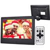 UsmAsk Spacmirrors Cornice per foto digitale da 7 pollici Display ad alta risoluzione 1024x600 Lettore video MP3 Calendario Sveglia con telecomando Supporto USB Scheda SD Regalo per amici di famiglia (Nero)